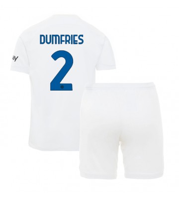 Inter Milan Denzel Dumfries #2 Borta Kläder Barn 2023-24 Kortärmad (+ Korta byxor)